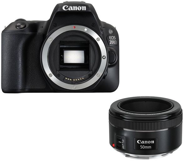 CANON EOS 200D DSLR Camera & EF 50 mm f/1.8 STM Standard Prime Lens Bundle