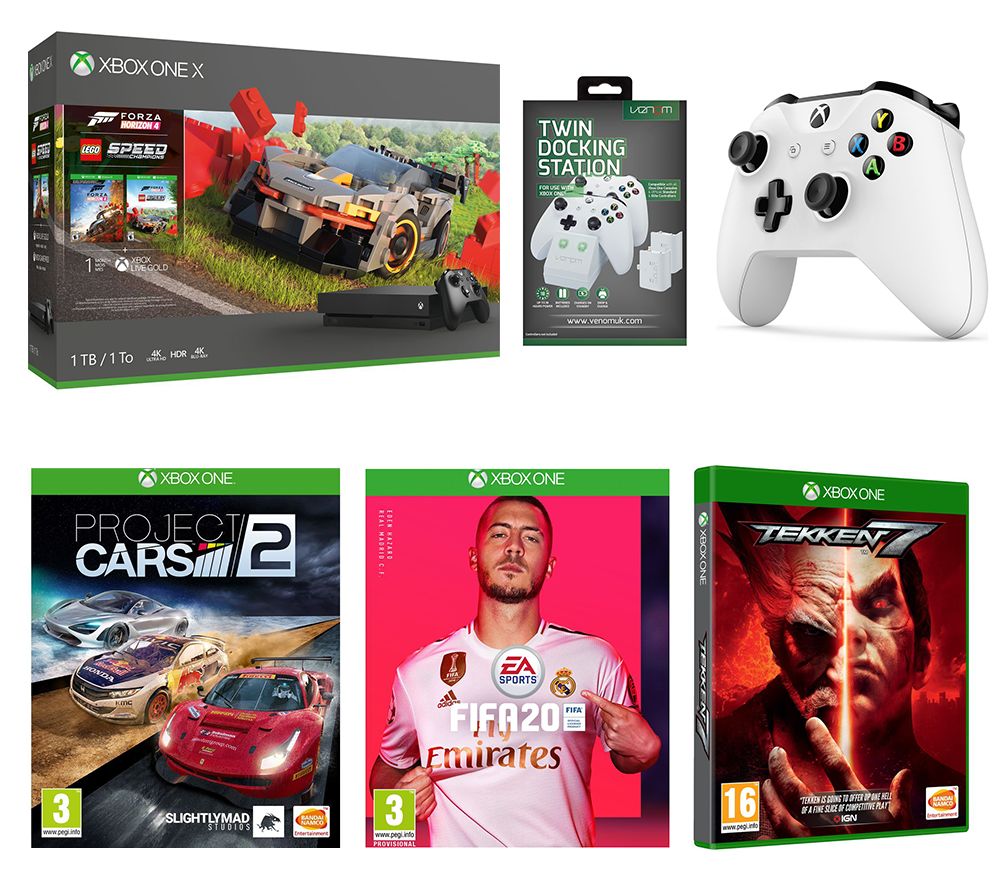 MICROSOFT Xbox One S, Forza Horizon 4, LEGO Speed Champions, Project Cars 2, Tekken 7, Controller & Docking Station Bundle