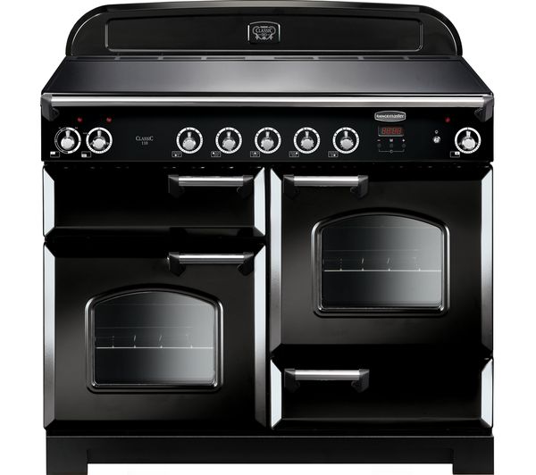 Rangemaster Classic 110 cm Electric Induction Range Cooker - Black & Chrome, Black