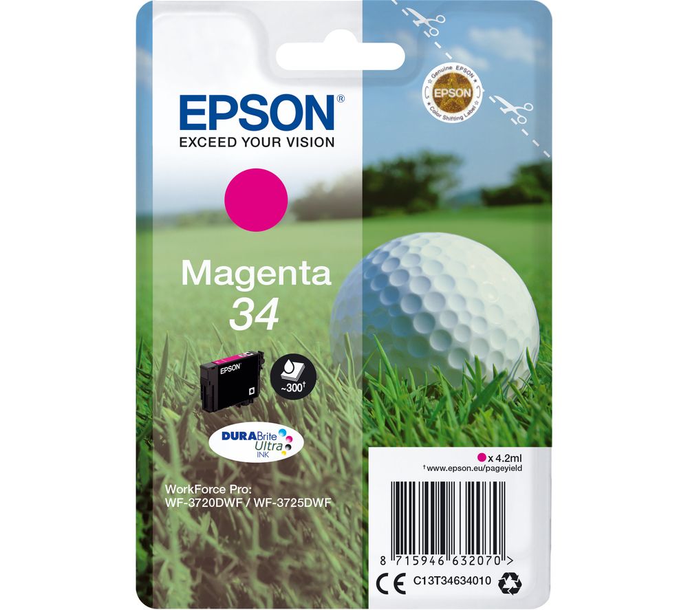 EPSON Golfball 34 Magenta Ink Cartridge, Magenta