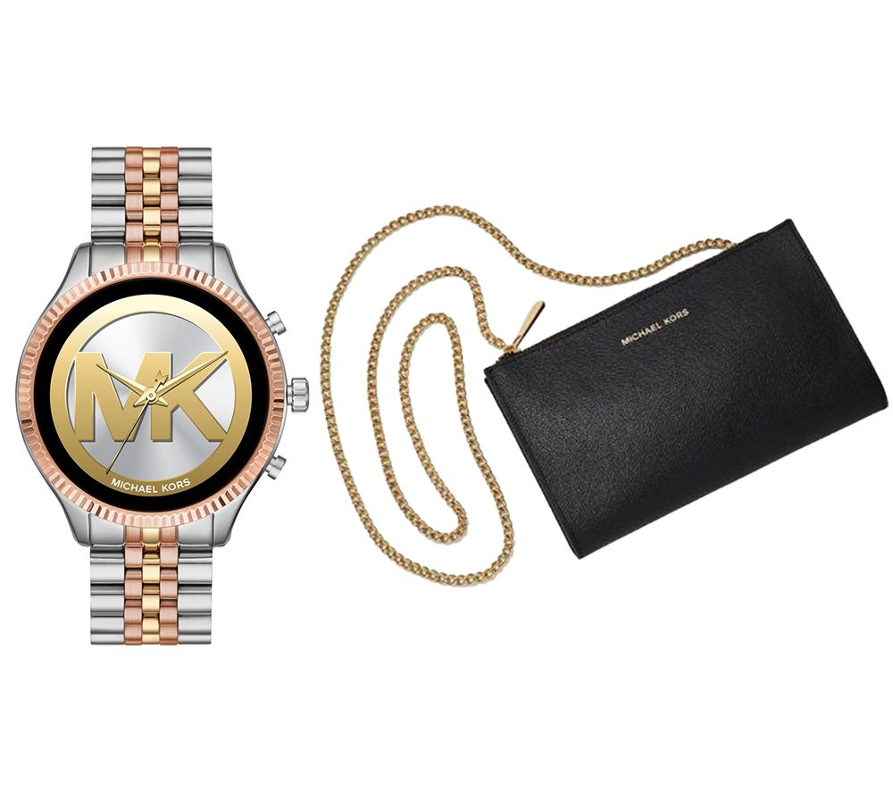 MICHAEL KORS Access Lexington 2 MKT5080 Smartwatch & Black Mini Messenger Bag Bundle - Silver & Gold, Black