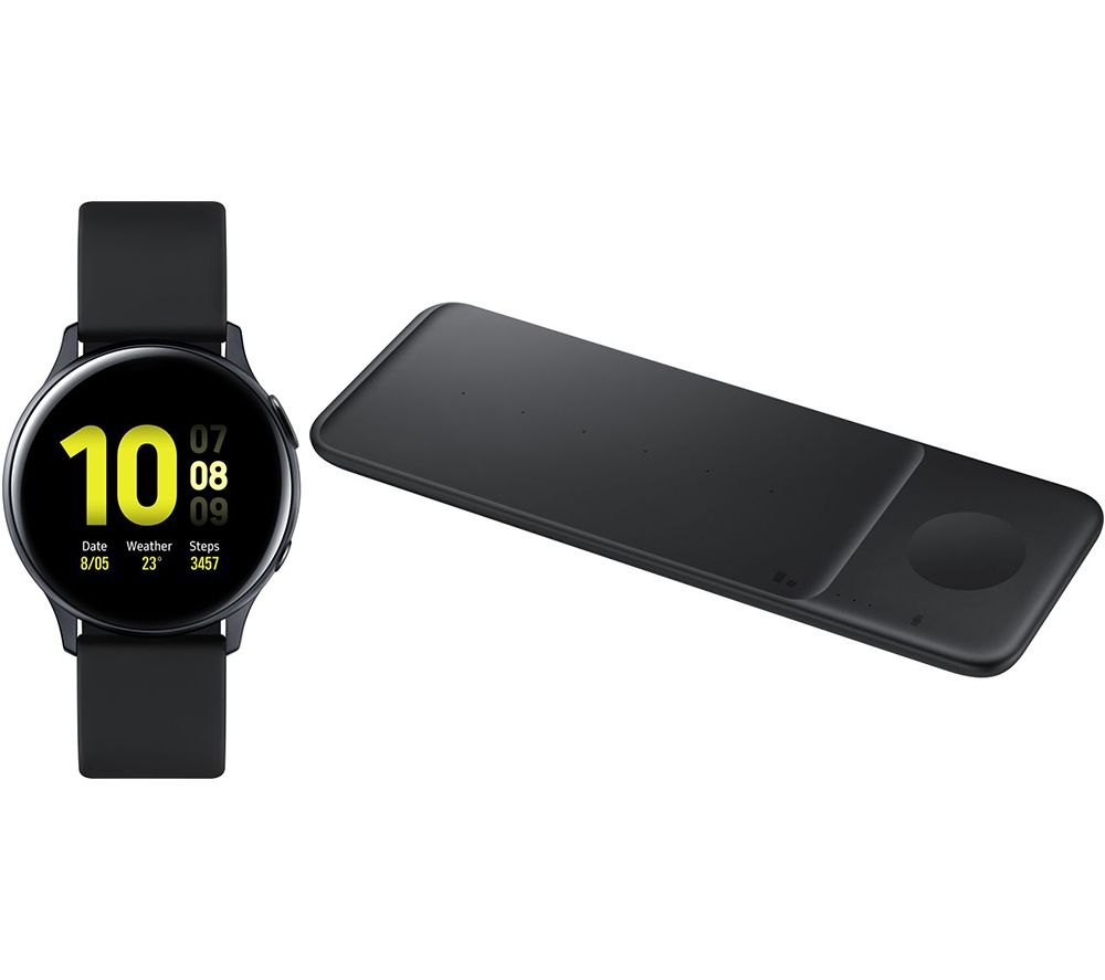 SAMSUNG Galaxy Watch Active2 & Wireless Charger Trio Bundle - Black, 40 mm, Black
