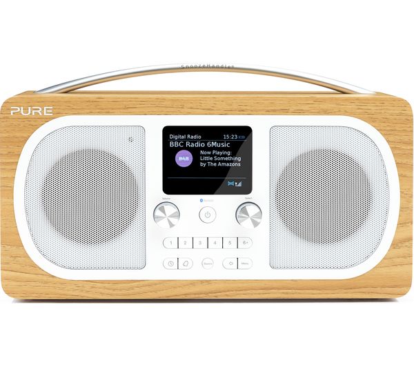 PURE Evoke H6 Portable DAB Bluetooth Clock Radio - Oak