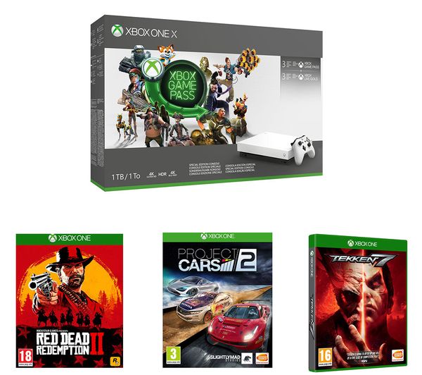 MICROSOFT Xbox One X, Game Pass, Live Gold Membership, Red Dead Redemption 2, Tekken 7 & Project Cars 2 Bundle, Gold