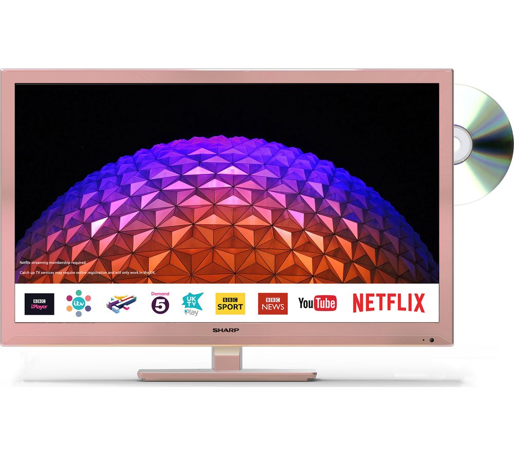 24"  SHARP LC-24DHG6001KFR  Smart HD Ready LED TV with Built-in DVD Player - Rose Gold, Gold