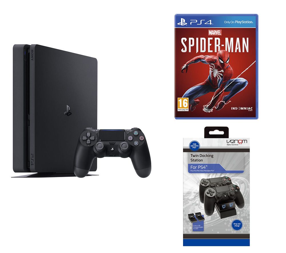 SONY PlayStation 4, Marvel's Spider-Man & Twin Docking Station Bundle - 500 GB
