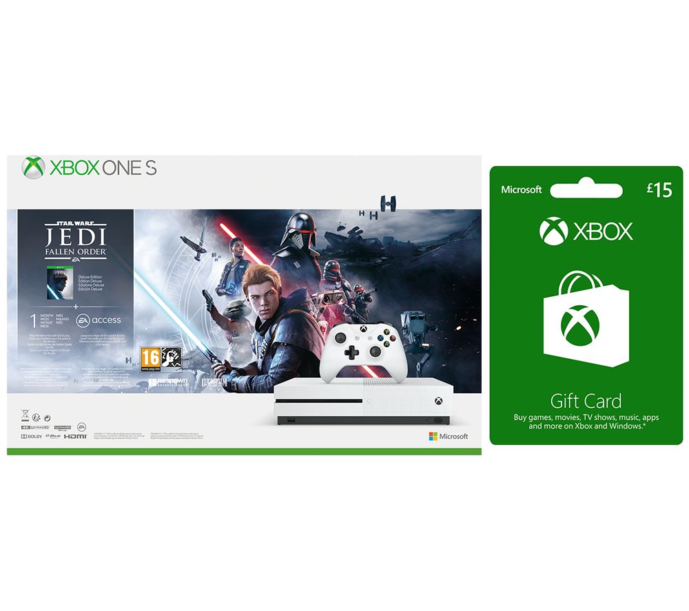 MICROSOFT Xbox One S with Star Wars Jedi: Fallen Order Deluxe Edition & £15 Xbox Live Gift Card Bundle - 1 TB