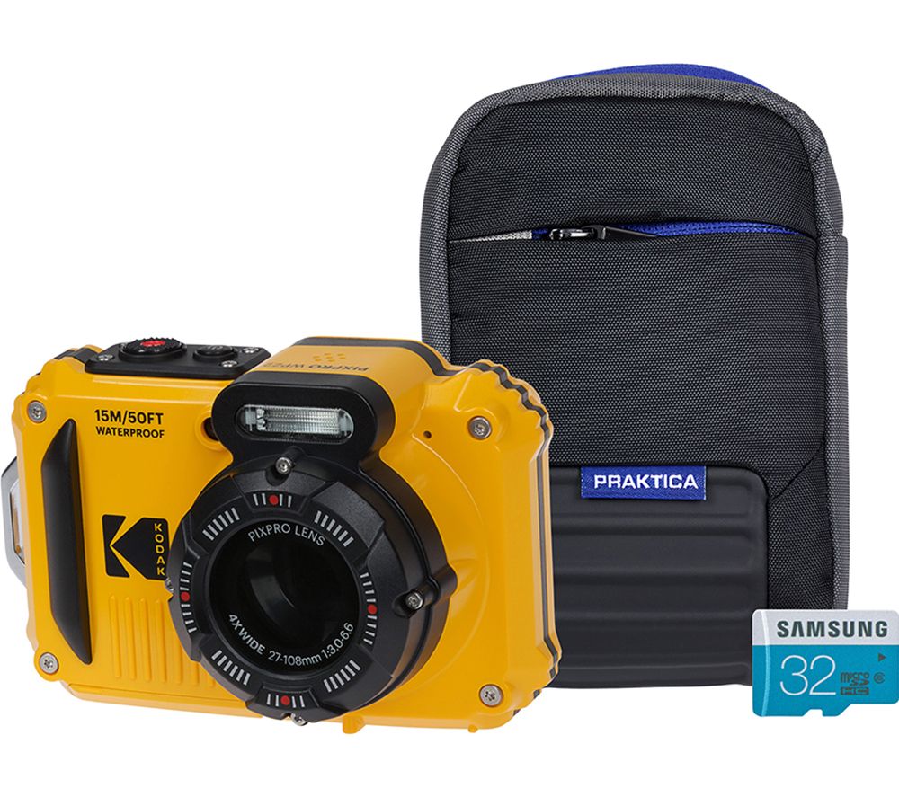 KODAK PIXPRO WPZ2 Tough Compact Camera with Case & SD Card - Yellow, Yellow