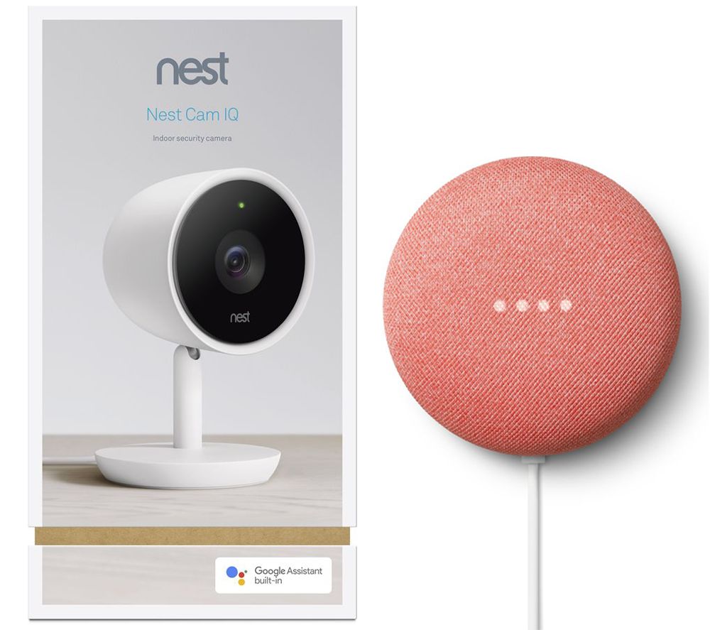 GOOGLE Nest Cam IQ Indoor Security Camera & Nest Mini (2nd Gen) Bundle, Black