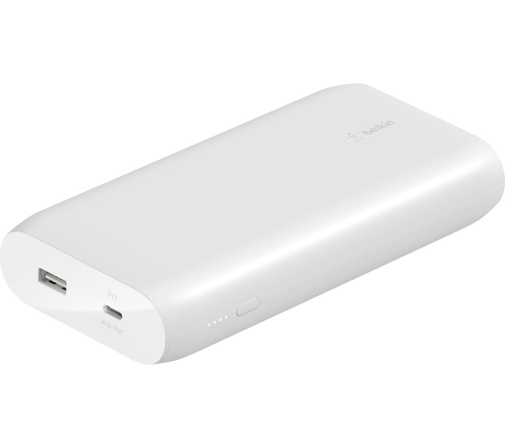 BELKIN 20000 mAh Portable Power Bank with 30 W USB-C Fast Charge - White, White