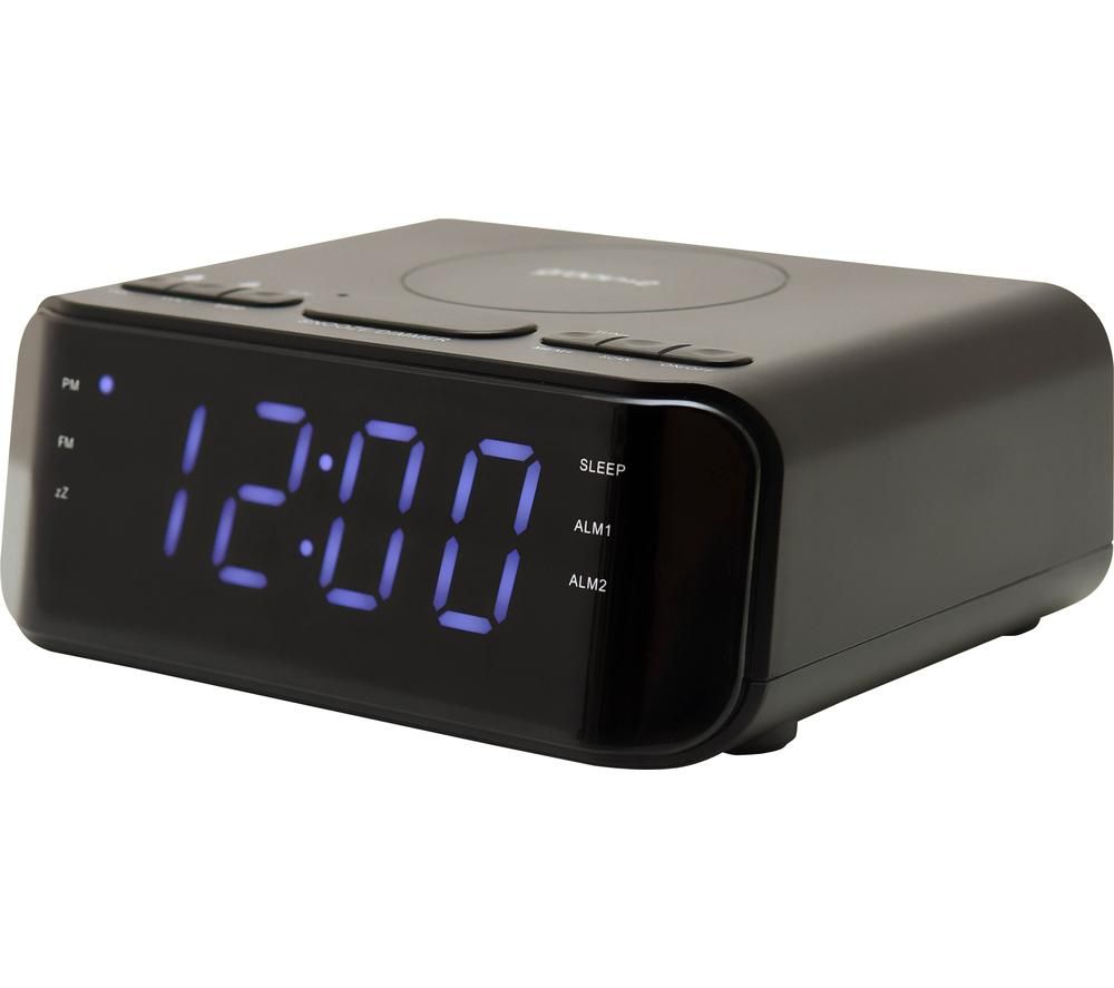 GROOV-E Atlas Alarm Clock with Wireless Charger - Black, Black