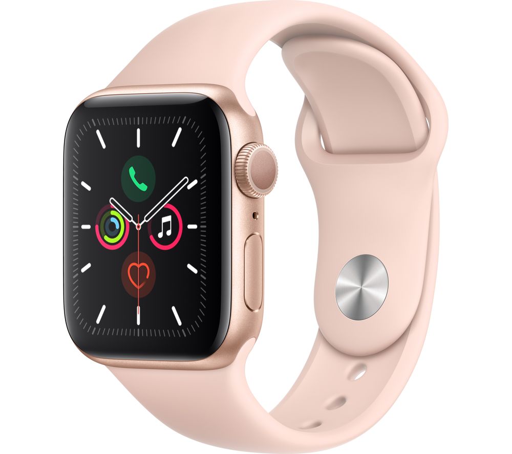 APPLE Watch Series 5 - Gold Aluminium with Pink Sand Sports Band, 40 mm, Gold