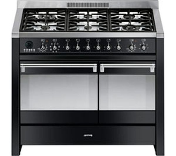 SMEG Opera 100 cm Dual Fuel Range Cooker - Black, Black