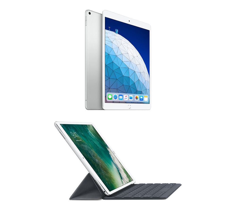 APPLE 10.5" iPad Air Cellular (2019) & Smart Keyboard Folio Case Bundle - Silver, Silver