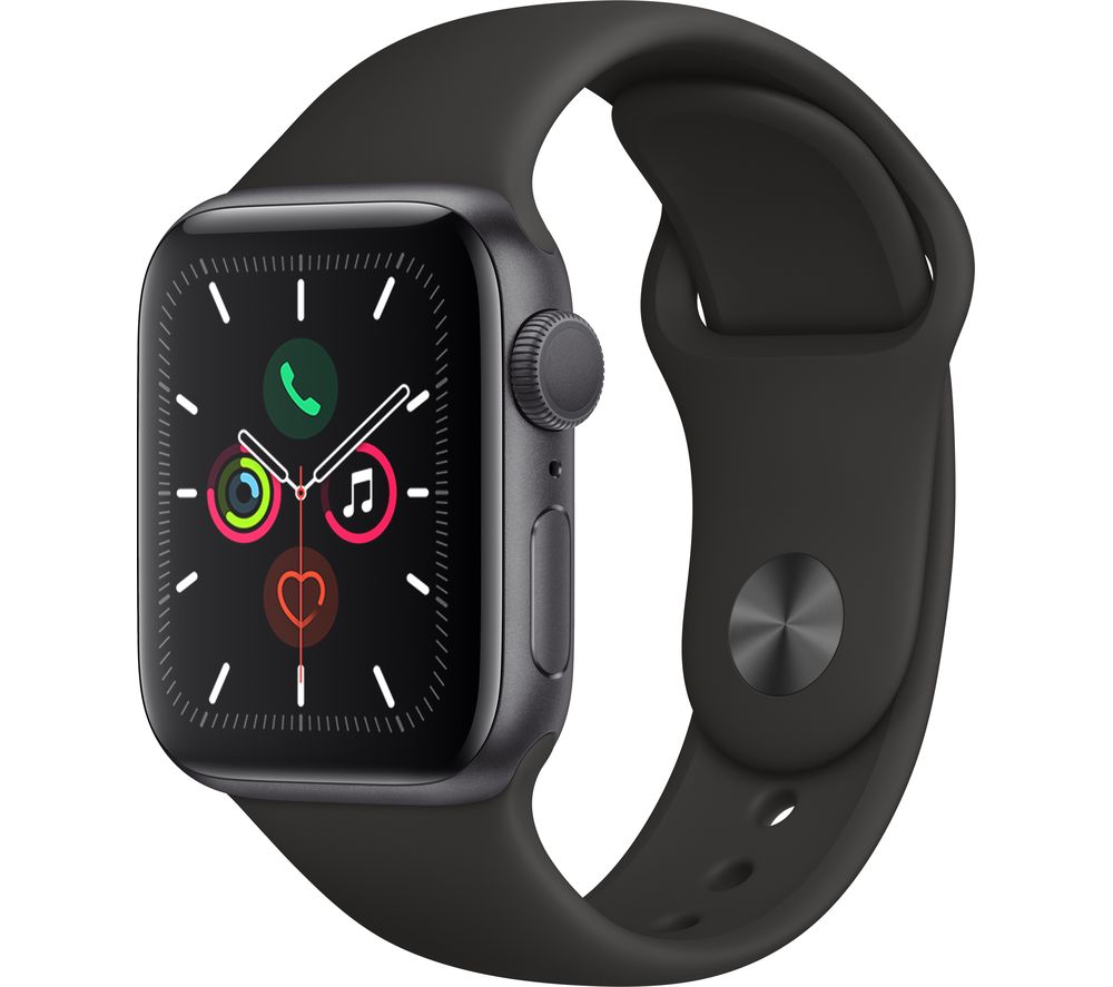 Apple Watch Series 5 - Space Grey Aluminium with Black Sports Band, 40 mm, Grey