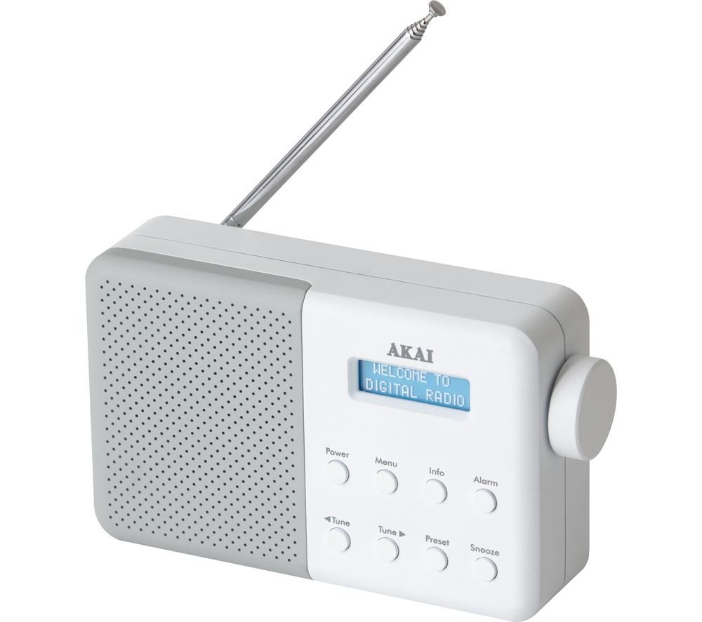 AKAI A61041G Portable DAB Radio - White, White