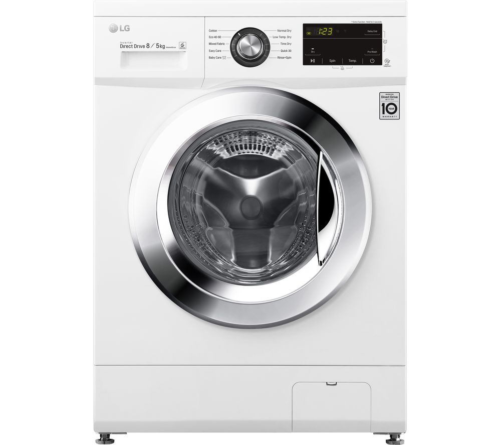 LG Direct Drive FWMT85WE 8 kg Washer Dryer - White, White
