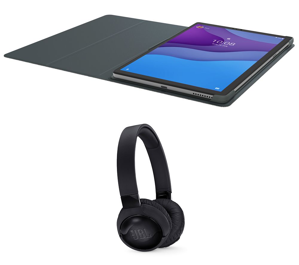 LENOVO Tab M10 10.3" Tablet, Sleeve & JBL Wireless Headphones Bundle - 128 GB, Grey, Grey