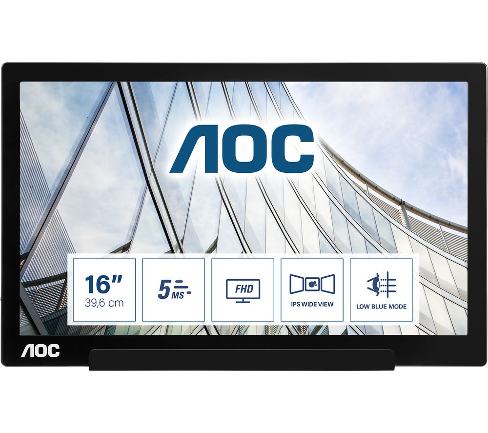 AOC I1601FWUX Full HD 16" LED Portable Monitor - Black, Black