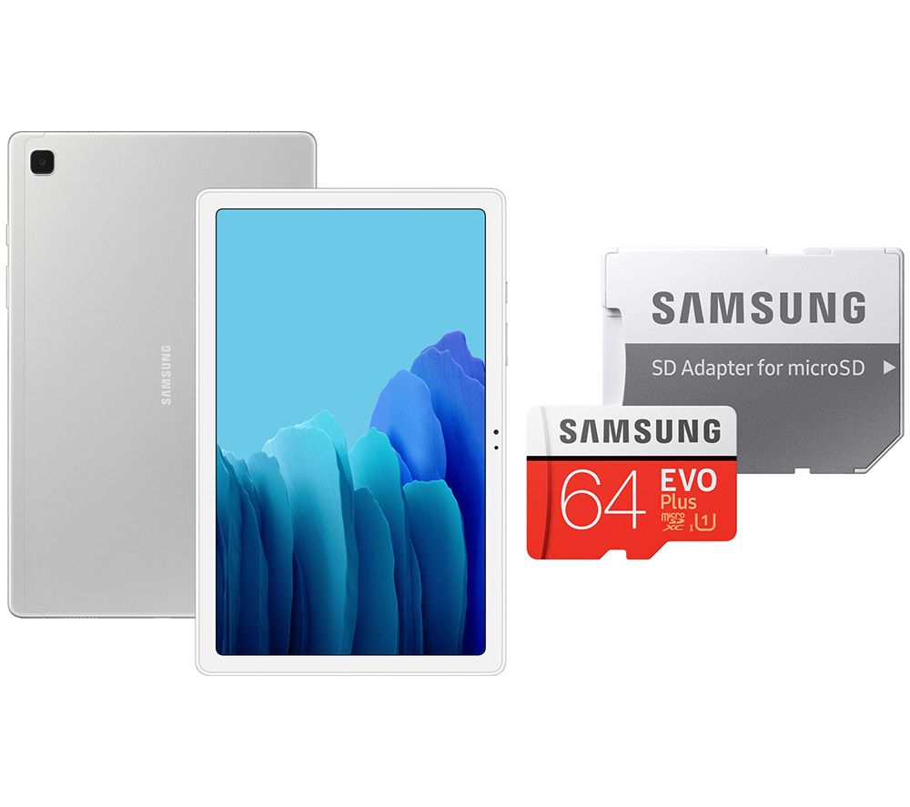SAMSUNG Galaxy Tab A7 10.4" Tablet & 64 GB microSD Memory Card Bundle - 32 GB, Silver, Silver