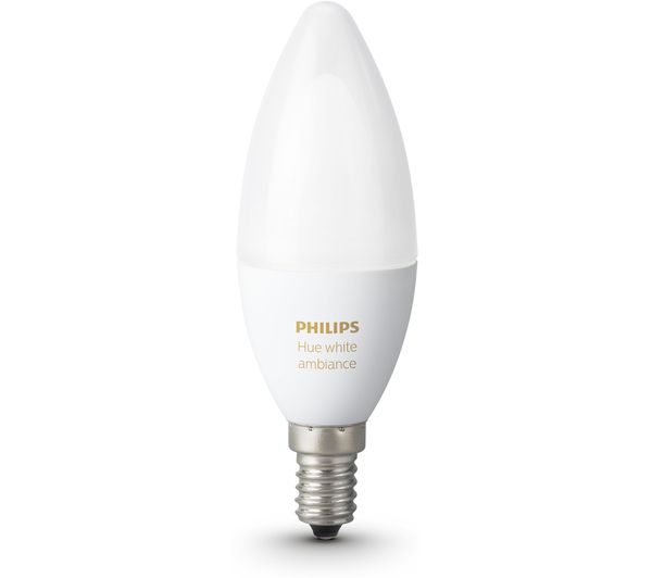 PHILIPS HUE Hue White Ambience Smart LED Bulb - Candle E14, White