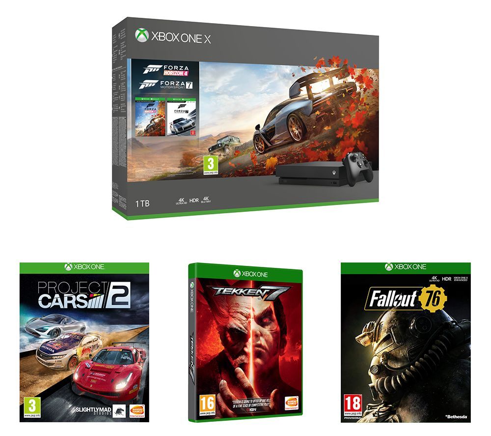 MICROSOFT Xbox One X with Forza Horizon 4, Forza Motorsport 7, Fallout 76, Tekken 7 & Project Cars 2 Bundle