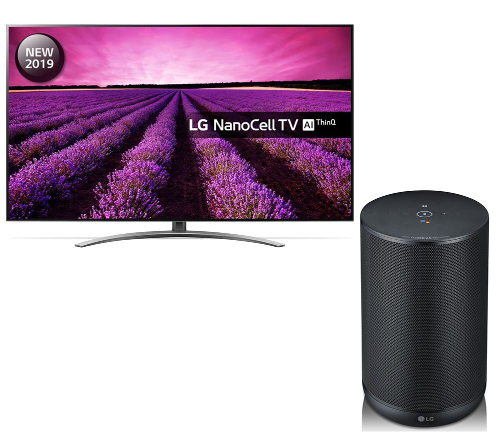 55" LG 55SM9010PLA  Smart 4K Ultra HD HDR LED TV & ThinQ WK7 Speaker with Google Assistant Bundle - Black, Black