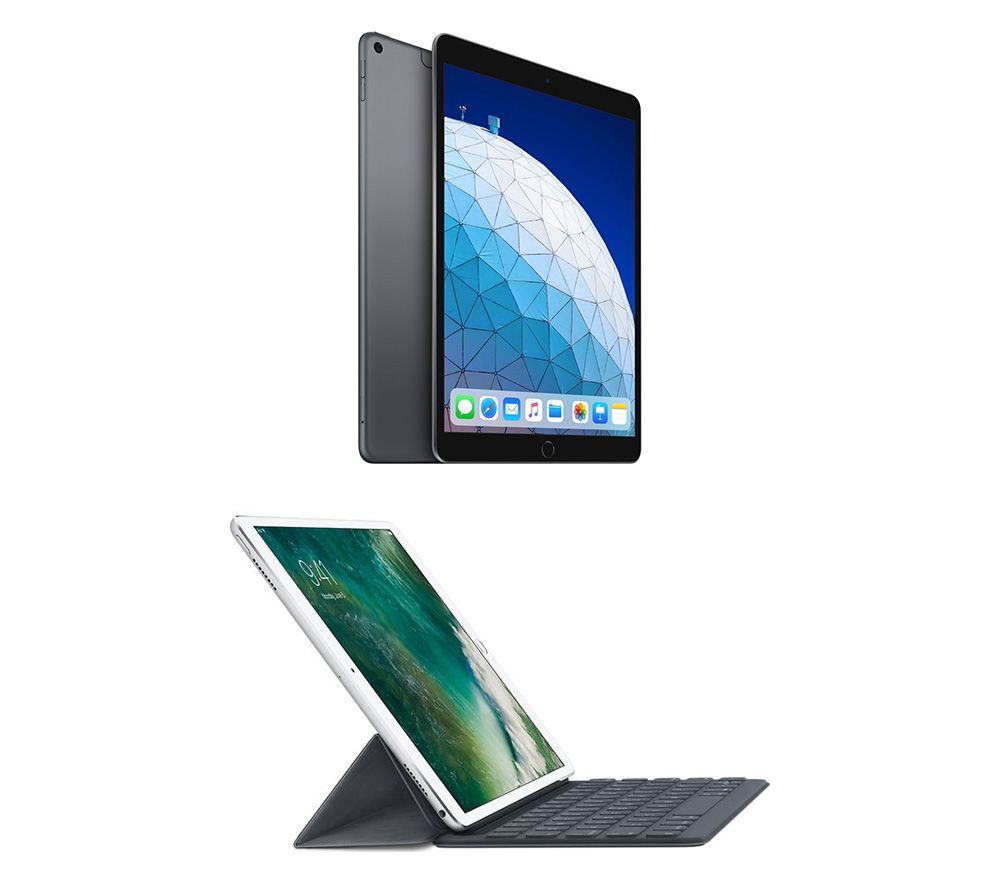 APPLE 10.5" iPad Air Cellular (2019) & Smart Keyboard Folio Case Bundle - Space Grey, Grey