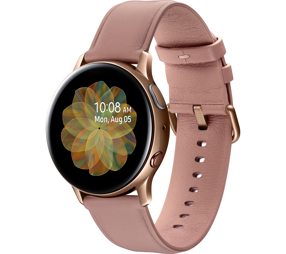 SAMSUNG Galaxy Watch Active2 4G - Rose Gold, Leather & Stainless Steel, 40 mm, Stainless Steel