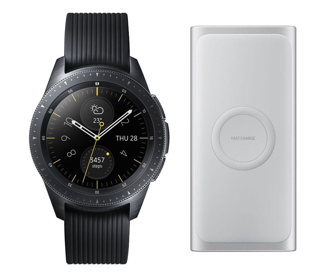 SAMSUNG Galaxy Watch & Wireless Portable Power Bank Bundle - Midnight Black, 42 mm, Black