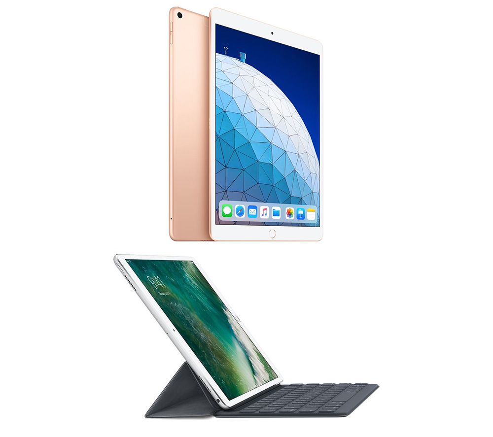 APPLE 10.5" iPad Air Cellular (2019) & Smart Keyboard Folio Case Bundle - 256 GB, Gold, Gold