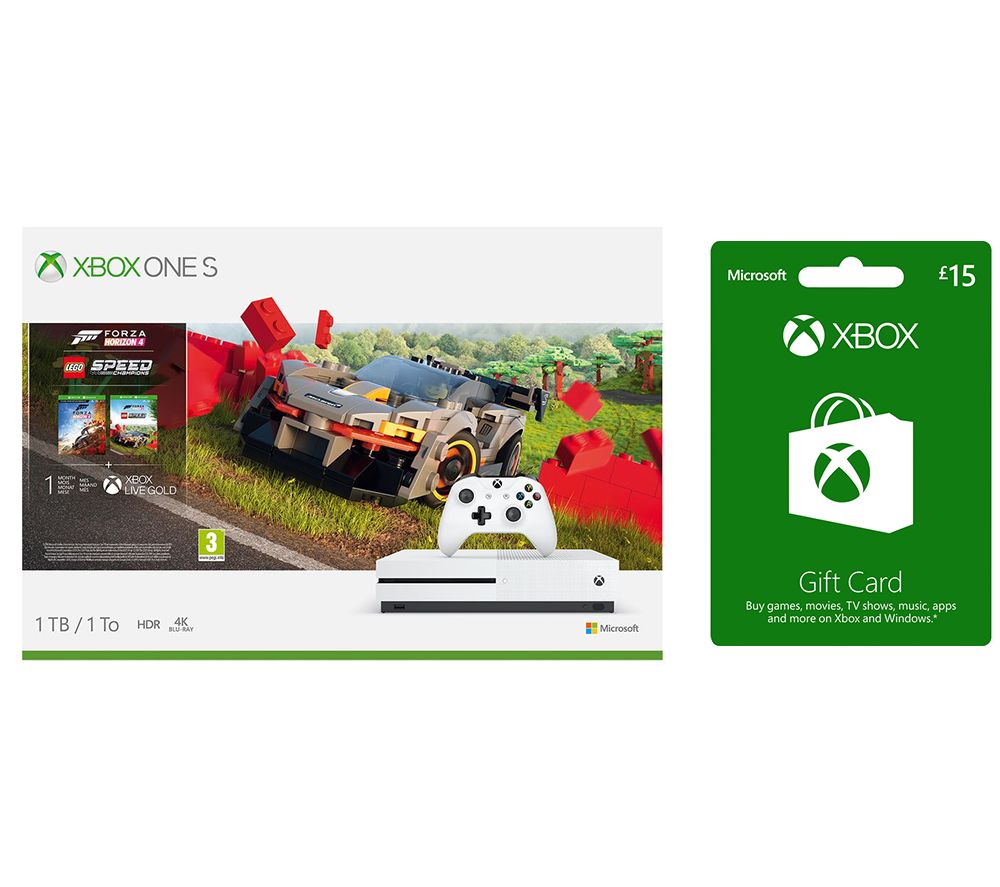 MICROSOFT Xbox One S with Forza Horizon 4, LEGO Speed Champions & £15 Xbox Live Gift Card Bundle