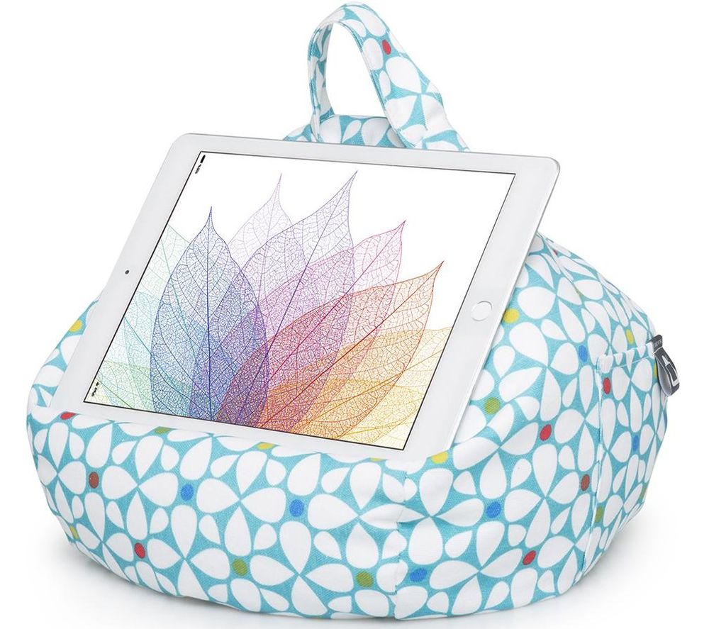 IBEANI Bean Bag Tablet Stand - Geometric, Blue,White