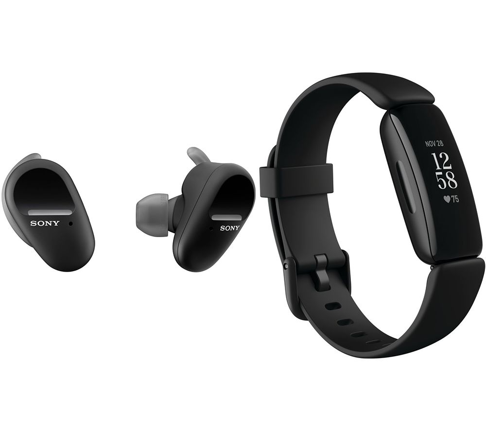 SONY WF-SP800N Wireless Sports Earbuds & Fitbit Inspire 2 Bundle