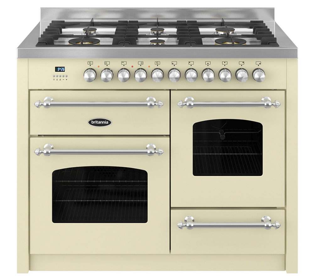 BRITANNIA Fleet 110 RC11XGGFLCR Dual Fuel Range Cooker - Matte Cream & Stainless Steel, Stainless Steel