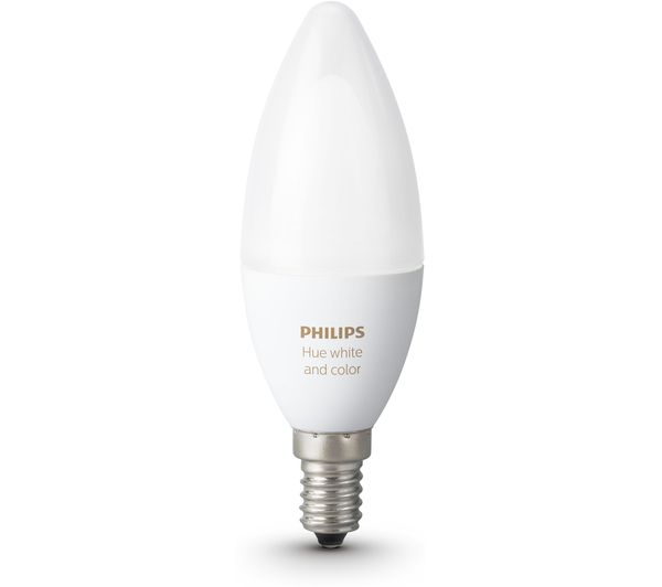 PHILIPS Hue White & Colour Ambience Wireless Bulb - E14, White