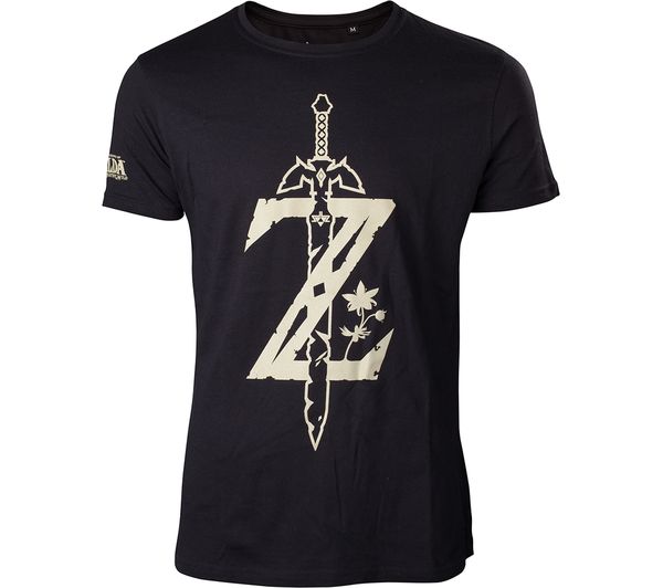 NINTENDO Zelda Breath of the Wild Logo T-Shirt - XL, Black, Black