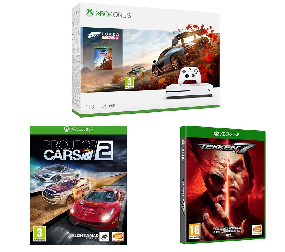 MICROSOFT Xbox One S, Forza Horizon 4, Tekken 7 & Project Cars 2 Bundle, Snow