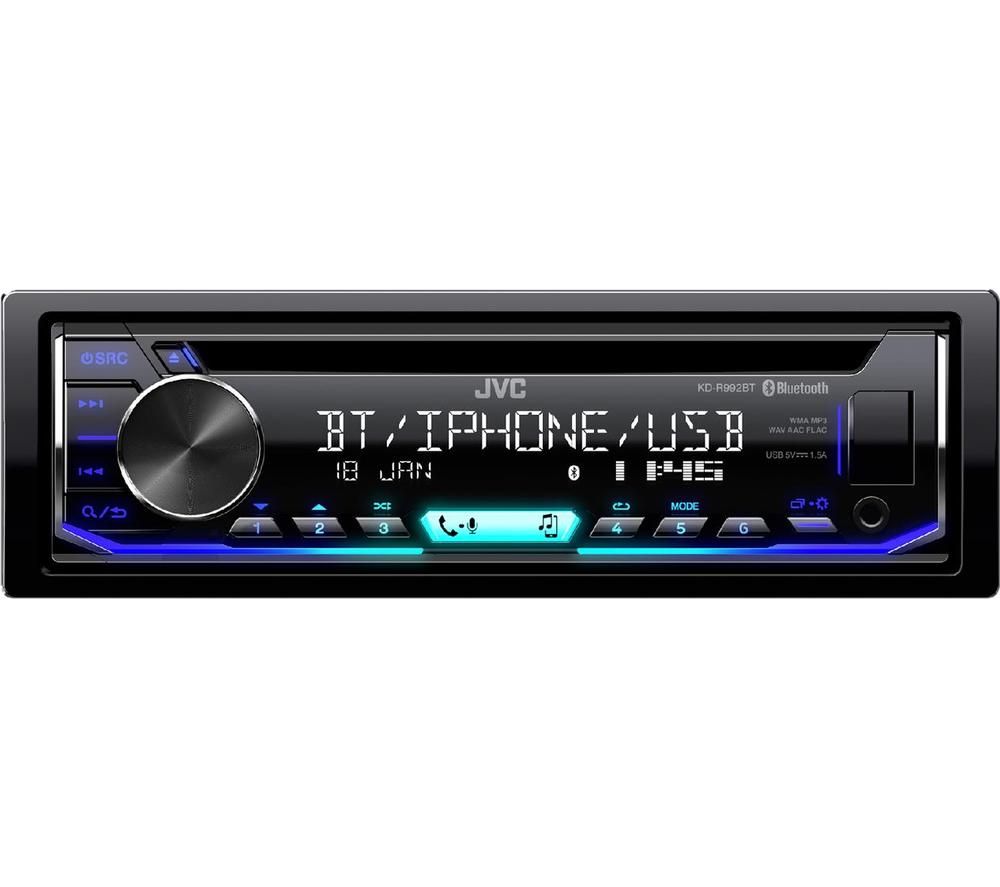 JVC KD-R992BT Smart Bluetooth Car Radio - Black, Black