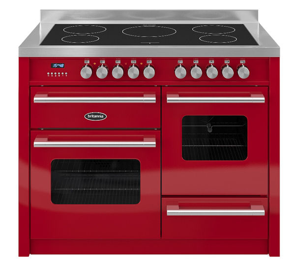 BRITANNIA Delphi 110 RC11XGIDERED Electric Induction Range Cooker - Gloss Red & Stainless Steel, Stainless Steel