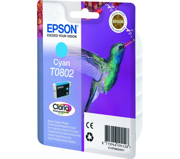 Epson T0802 Hummingbird Cyan Ink Cartridge