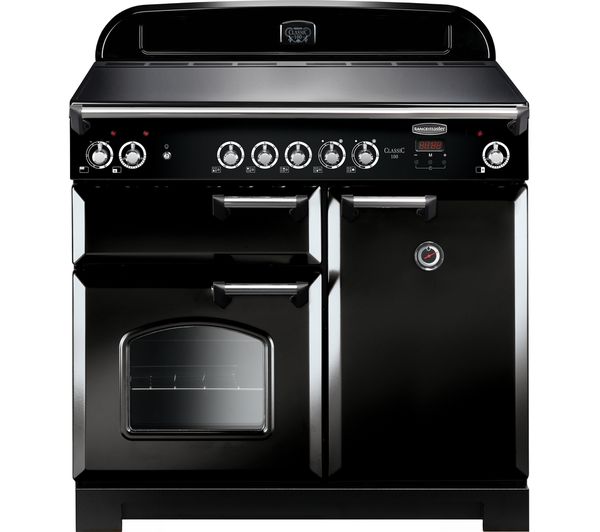 Rangemaster Classic CLA100ECBL/C Electric Range Cooker - Black & Chrome, Black