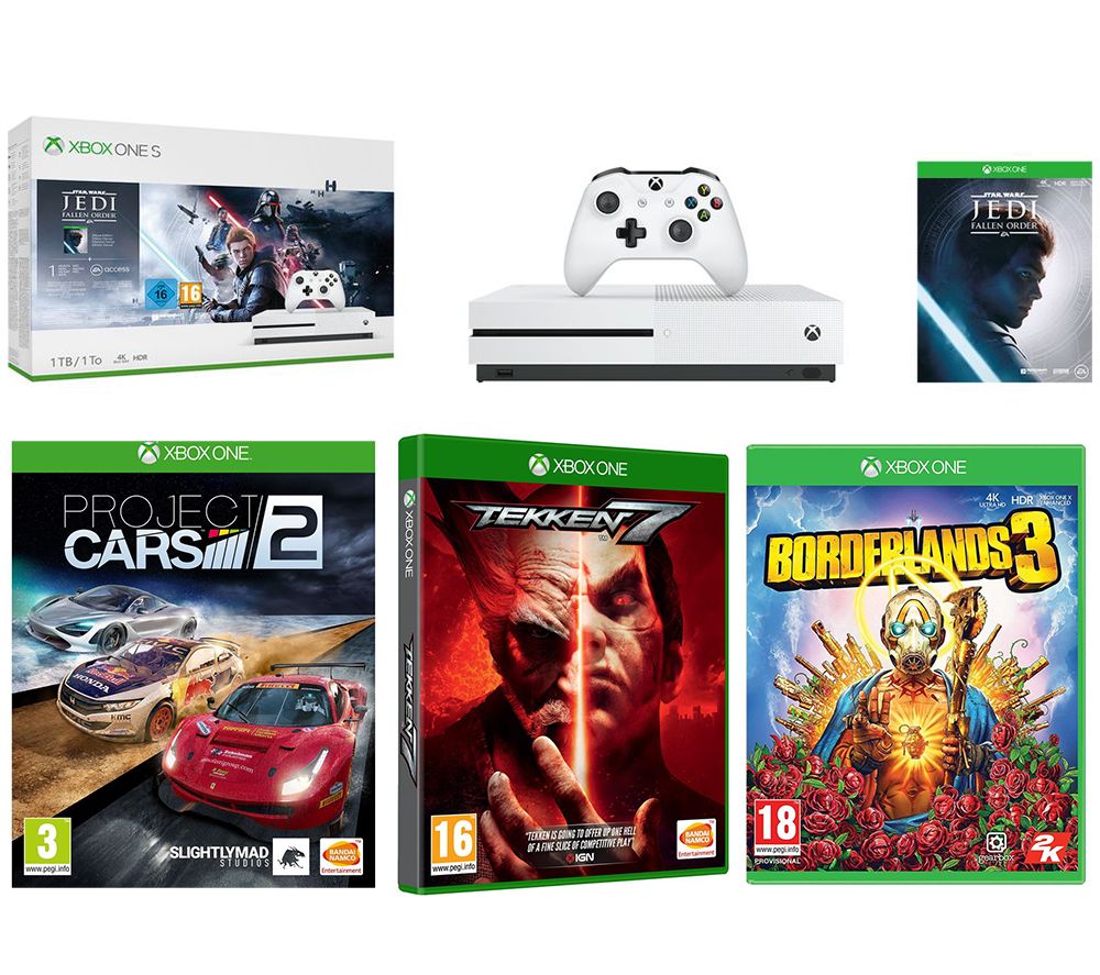 MICROSOFT Xbox One S with Star Wars Jedi: Fallen Order Deluxe Edition, Project Cars 2, Tekken 7 & Borderlands 3 Bundle