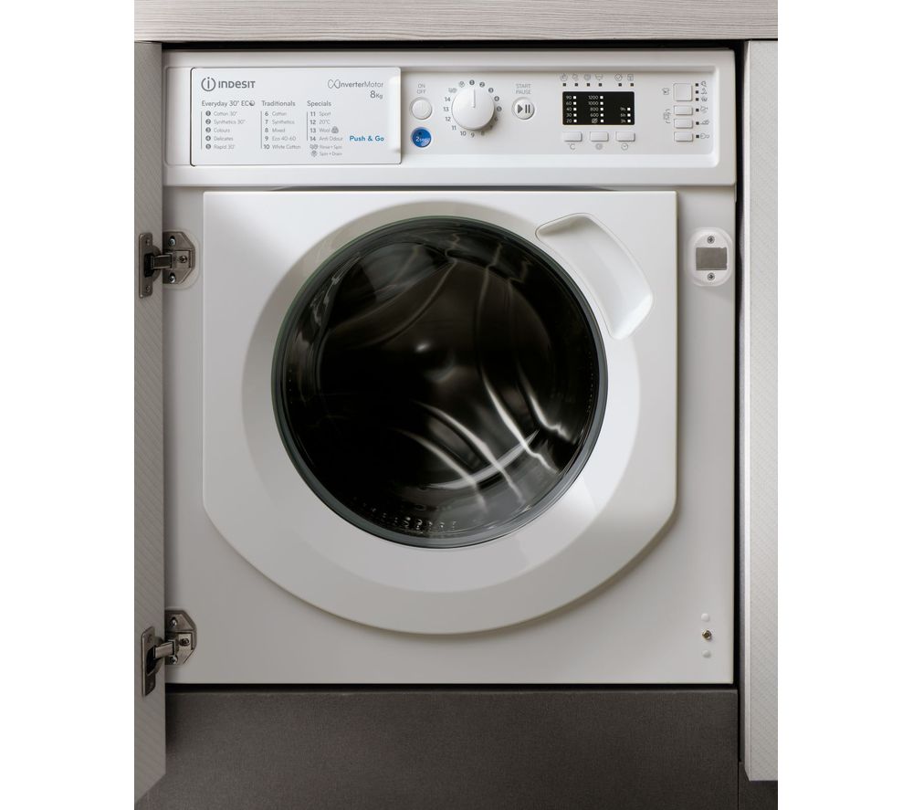 INDESIT BIWMIL81284 Integrated 8 kg 1200 Spin Washing Machine, Blue