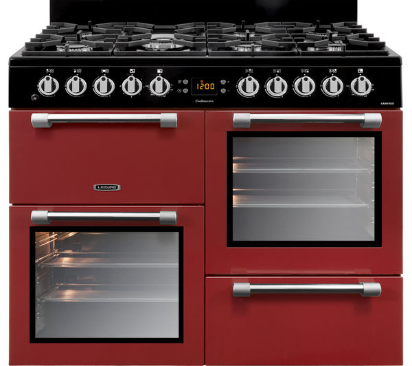 LEISURE Cookmaster 100 CK100F232R 100 cm Dual Fuel Range Cooker - Red & Chrome, Red