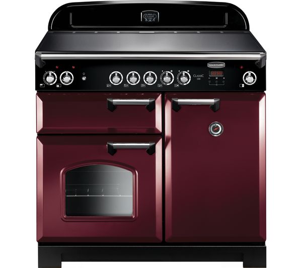 Rangemaster Classic CLA100ECCY/C Electric Range Cooker - Cranberry & Chrome, Cranberry