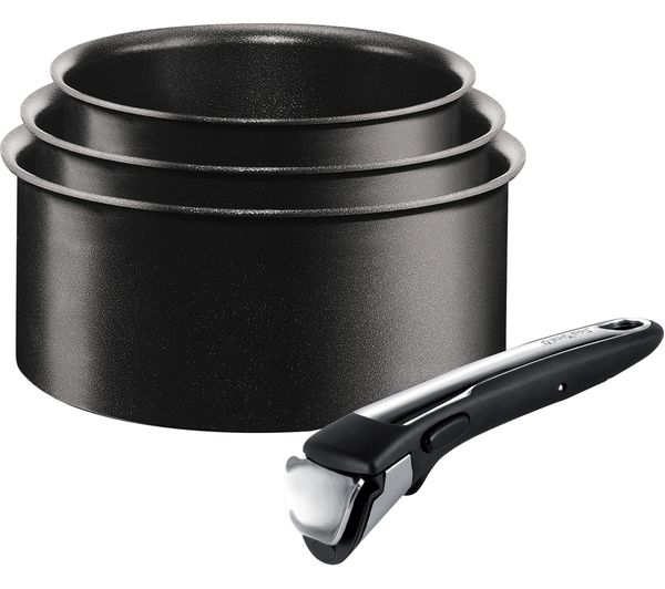 TEFAL Ingenio L3209542 4-piece Non-stick Saucepan Set - Black, Black