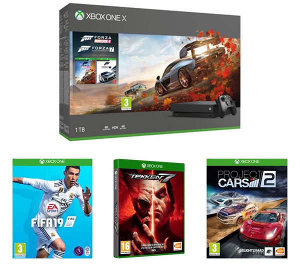Xbox One X with Forza Horizon 4, FIFA 19, Tekken 7 & Project Cars 2 Bundle