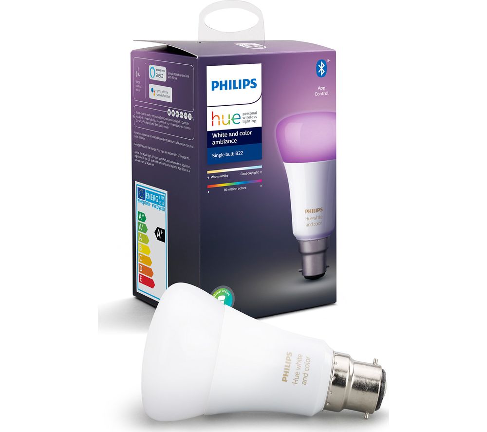 PHILIPS HUE Hue White & Colour Ambiance Bluetooth LED Bulb - B22