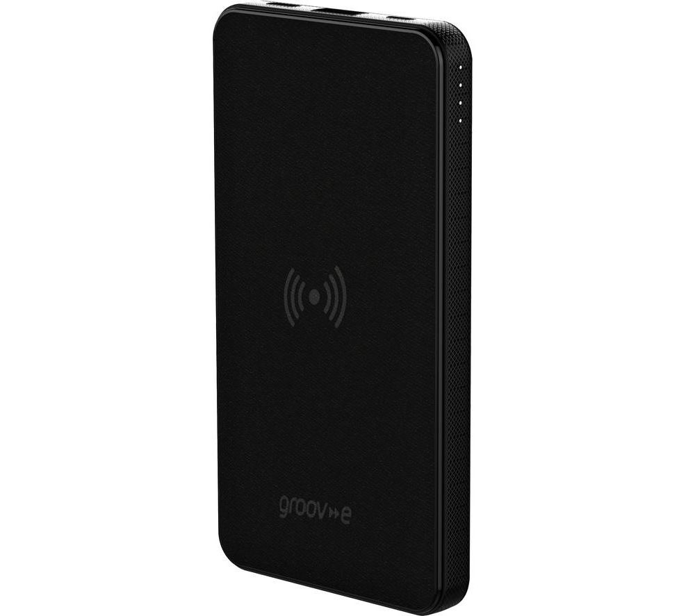 GROOV-E Wireless Charger Portable Power Bank - Black, Black